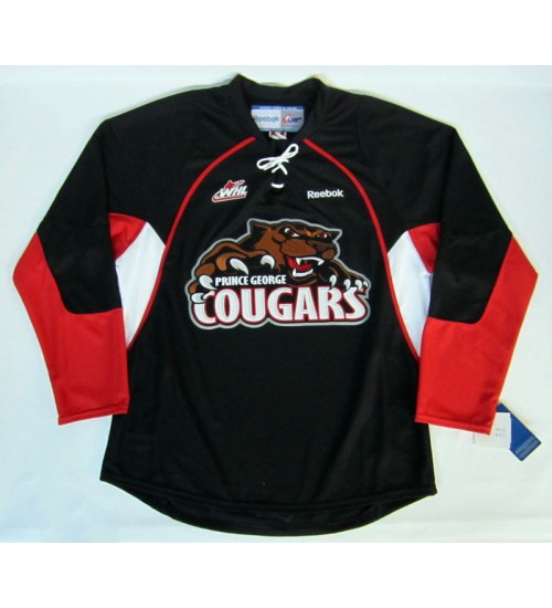 Custom WHL Prince George Cougars 2009 15 Road Premier Hockey Jersey Black